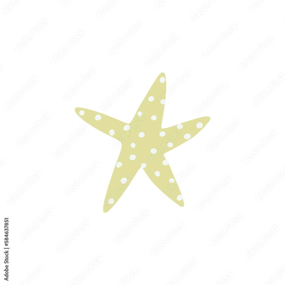 Starfish. Atlantic star. Marine Animal Vector illustration on white background. Starfish. Atlantic star. Marine Animal Vector illustration on white background.