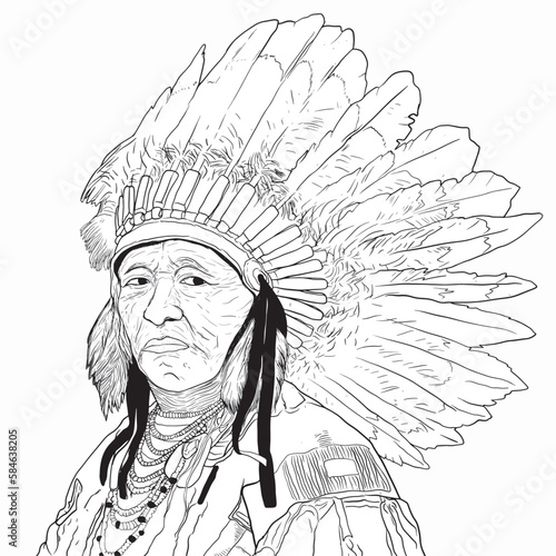 Illustration of native american indian