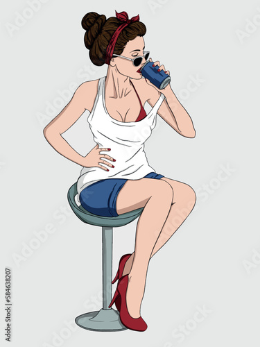 Illustration of pin up girl vector