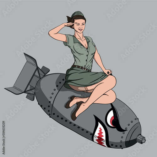 Illustration of pin up girl vector