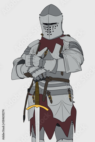 Illustration of medieval knight with sword