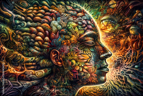 Wallpaper Mural Psychedelic experience. Generative AI. Torontodigital.ca