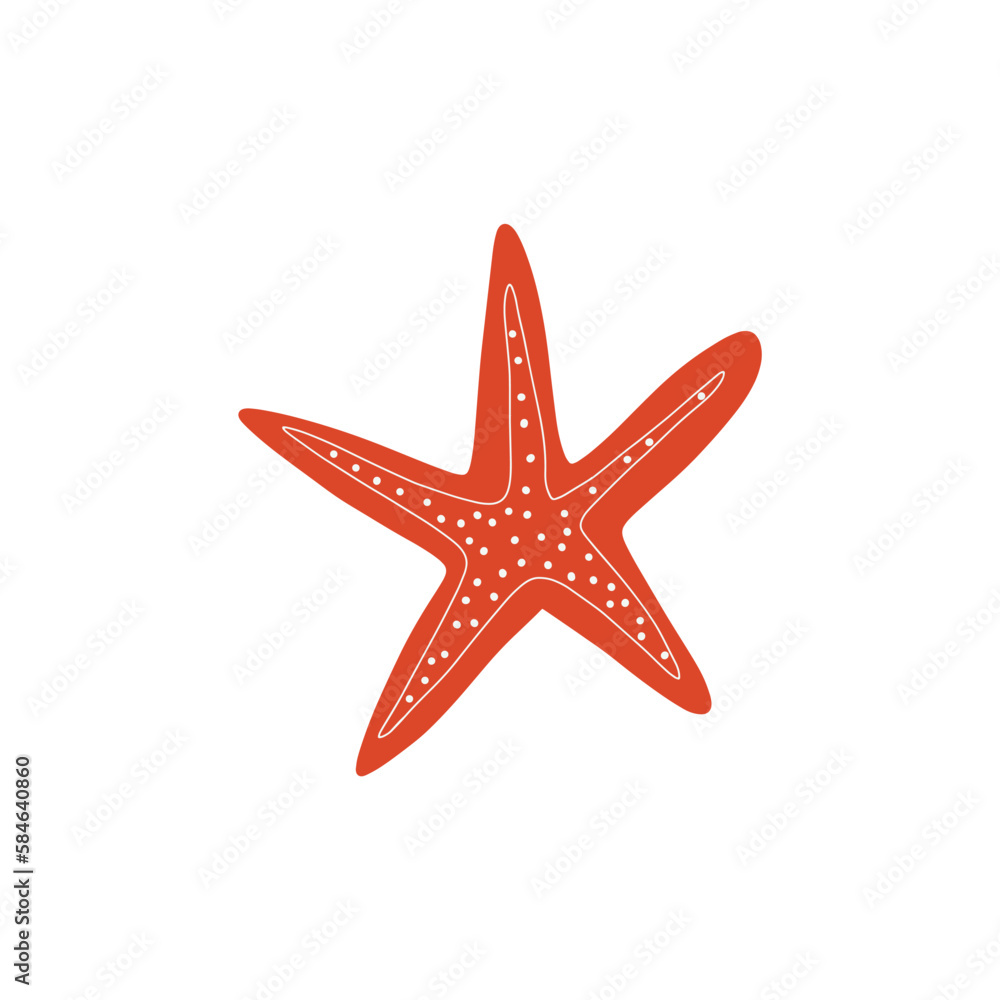 Starfish. Atlantic star. Marine Animal Vector illustration on white background. Starfish. Atlantic star. Marine Animal Vector illustration on white background.
