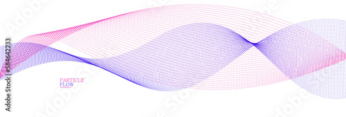 Smooth background with wave of flowing particles abstract vector art, easy and soft relaxing curve lines dots in motion, airy and soft illustration.