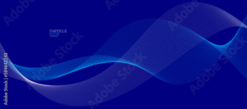 Smooth background with wave of flowing particles abstract vector art, easy and soft relaxing curve lines dots in motion, airy and soft illustration.
