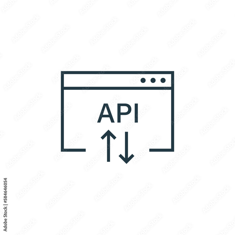 API icon in flat style. Software integration vector illustration on isolated background. Algorithm programming sign business concept. API icon in flat style. Software integration vector illustration on isolated background. Algorithm programming sign business concept.