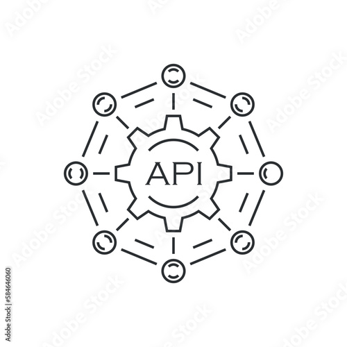 API icon in flat style. Software integration vector illustration on isolated background. Algorithm programming sign business concept.