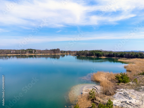 Obraz na płótnie Aerial view landscape. View of the sea, pond. Wild beach, sand. w salonie
