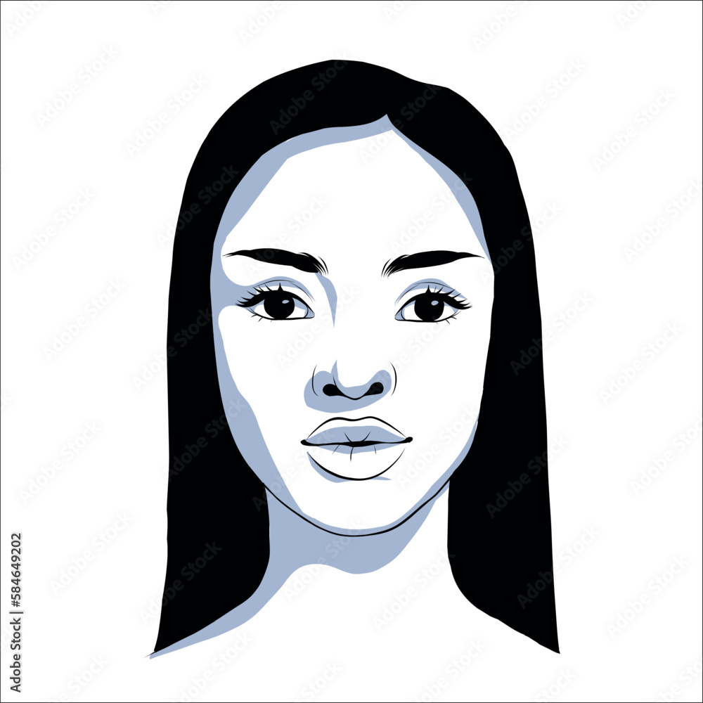 Vector portrait of beautiful african american woman in black and white. Gentle silhouette, fashion illustration Vector portrait of beautiful african american woman in black and white. Gentle silhouette, fashion illustration