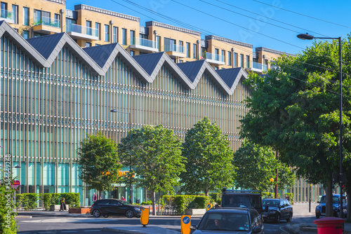 Photography London street view with new development apartments in Fulham, London, England