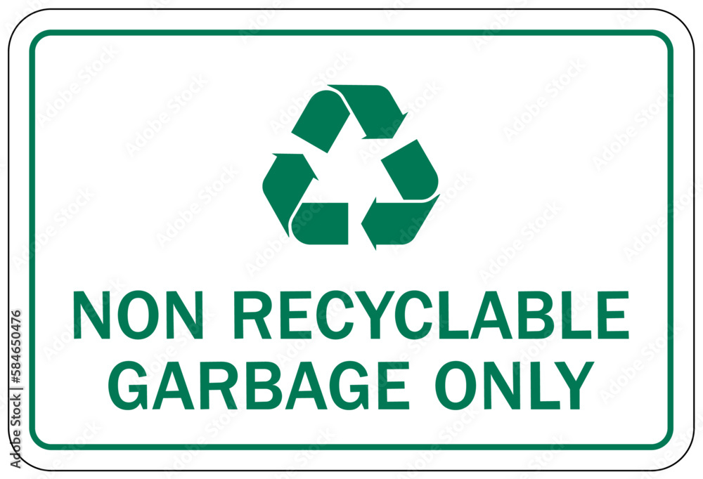 Vetor de Garbage only sign and labels non recyclable garbage only do ...