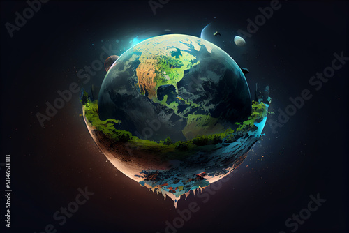 world environment and Earth day concept with green globe and trees. Generative AI © Burdah