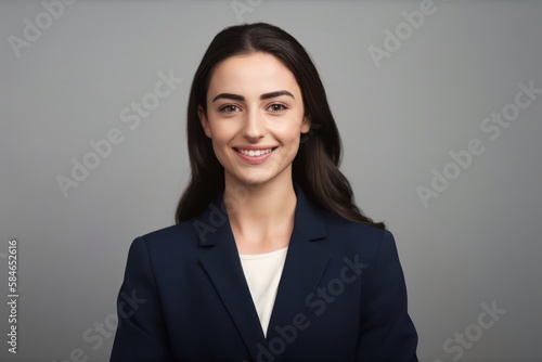 Studio portrait of businesswoman looking at camera.. Photo generative AI