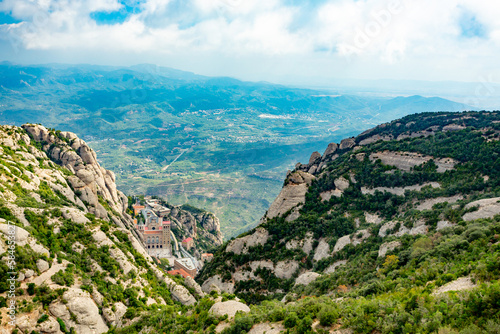 Montserrat Abbey and mountain near Barcelona, Spain 