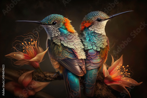 beautiful bird couple together Generative AI