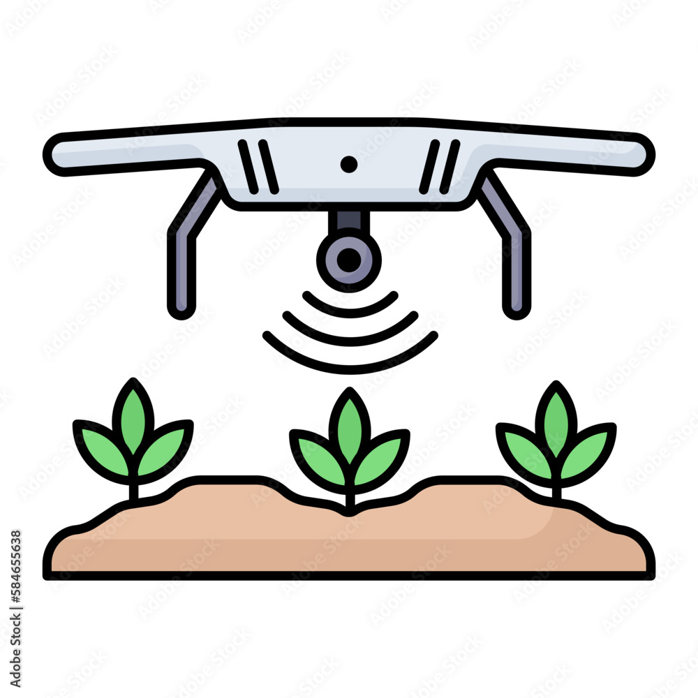 Crop growth monitoring with drone Concept, Aerial seeding Vector Icon Design, Smart farming symbol, e-agriculture Sign, digital agricultural revolution stock illustration Crop growth monitoring with drone Concept, Aerial seeding Vector Icon Design, Smart farming symbol, e-agriculture Sign, digital agricultural revolution stock illustration