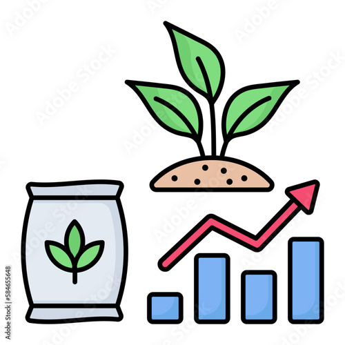 Organic fertilizer Effect Concept, Crop Growth Using synthetic fertiliser Vector Icon Design, Smart farming symbol, e-agriculture Sign, digital agricultural revolution stock illustration