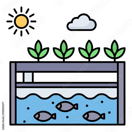 Aquaponics agriculture Concept, Hydroponics Vector Icon Design, Smart farming symbol, e-agriculture Sign, digital agricultural revolution stock illustration