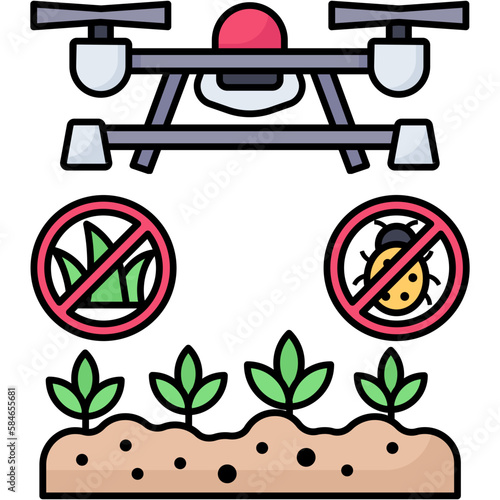 agriculture drone pesticides weedicides distribution Concept Vector Icon Design, Smart farming symbol, e-agriculture Sign, digital agricultural revolution stock illustration
