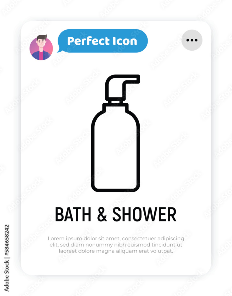 Bath and shower treatments: bottle with dispenser and plastic tube. Shower gel, liquid soap. Thin line icon. Modern vector illustration for beauty shop. Bath and shower treatments: bottle with dispenser and plastic tube. Shower gel, liquid soap. Thin line icon. Modern vector illustration for beauty shop.