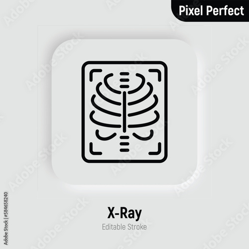 X-ray thin line icon. Medical scan. Pixel perfect, editable stroke. Vector illustration.