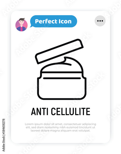 Spa treatment: body scrub, body cream thin line icon. Anti cellulite treatment. Modern vector illustration for beauty shop.