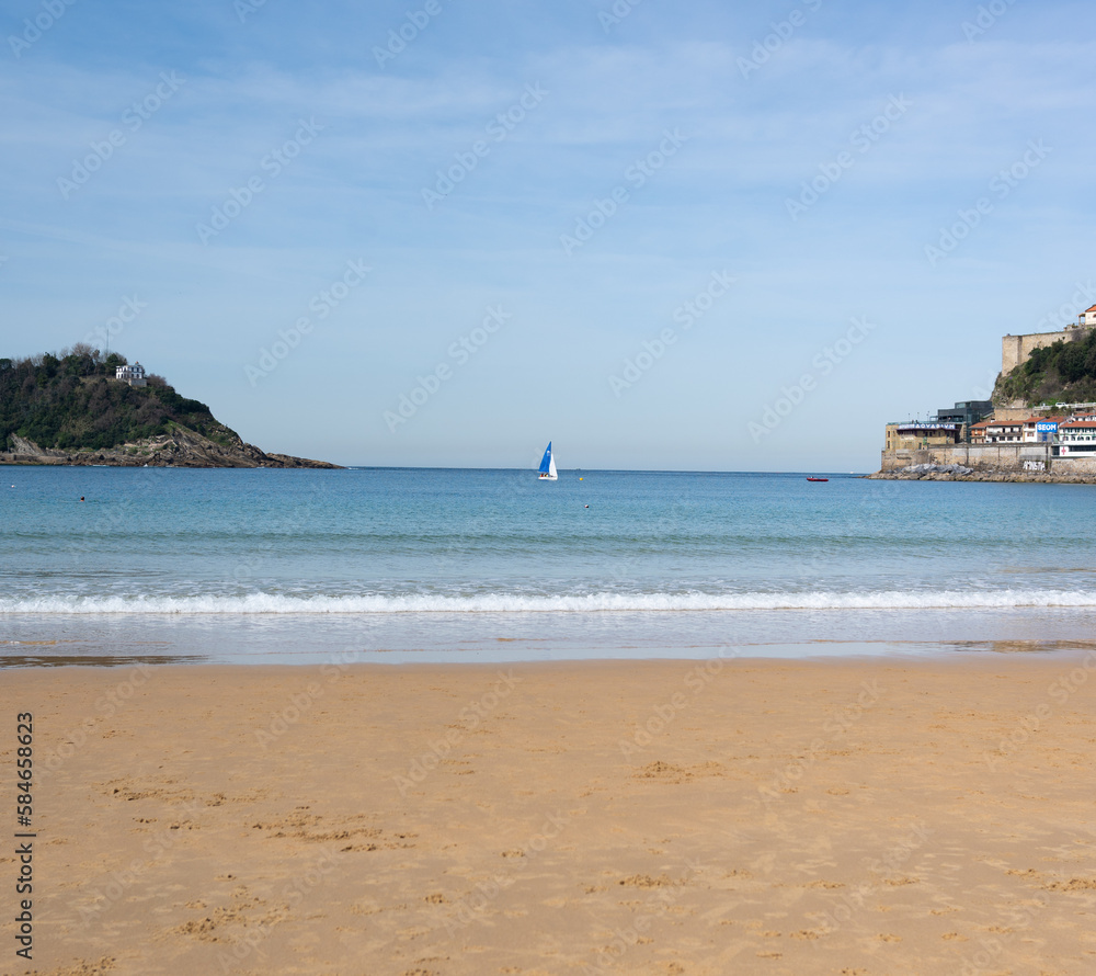 Cantabrian Sea beach landscape, San Sebastian, Basque Country, Spain