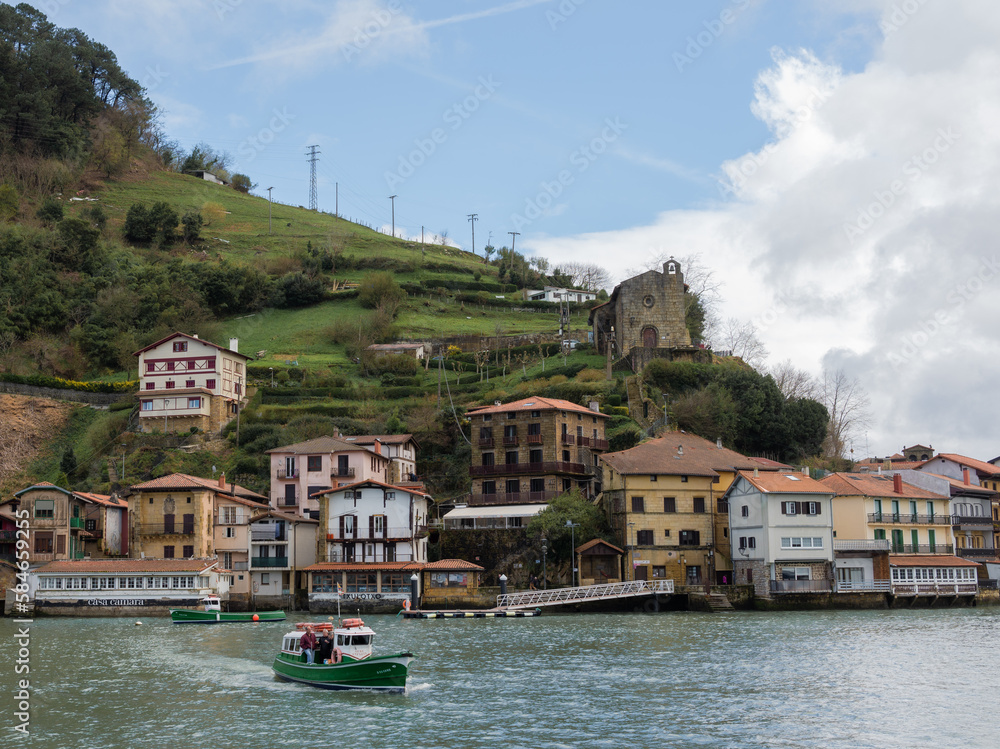 Panorama on Pasaia, pais Basco, from the other side of the river, Camino del Norte stock photo