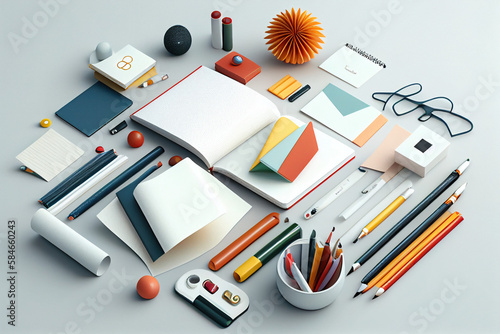 Creative still life school supplies