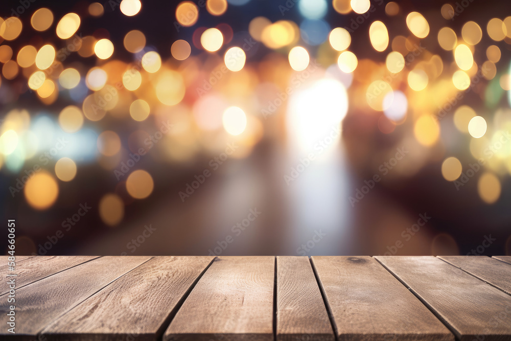 Hintergrund Holztisch mit unscharfen bokeh Lichtern. Copyspace, Banner, Generative AI
Hintergrund Holztisch mit unscharfen bokeh Lichtern. Copyspace, Banner, Generative AI