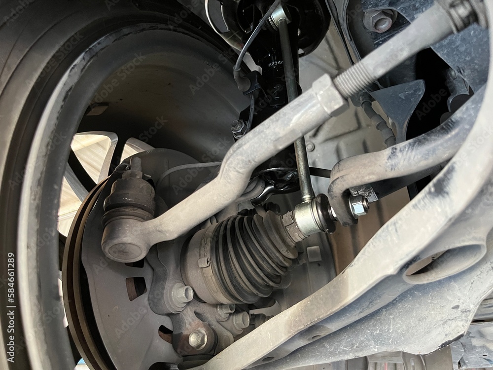 steering rack tie rod of left wheel is checked during the maintenance