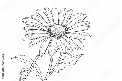 Daisy in a vector style isolated. Generative AI	