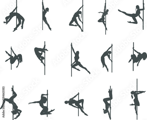 Pole dance women silhouette, Pole dance silhouette,  Pole dance SVG, Pole dance vecto, Pole dancer