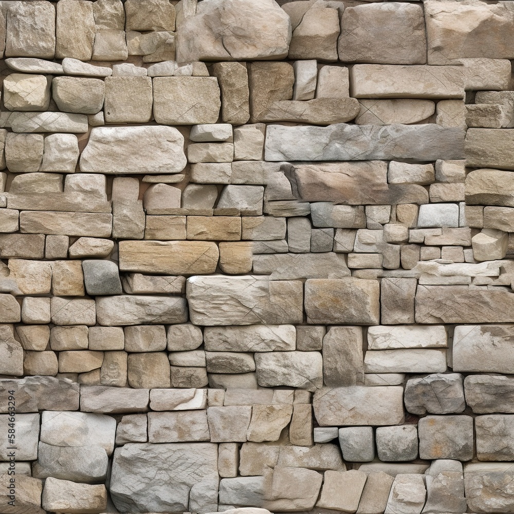 Seamless Natural Stone Wall Textures Pattern Illustration Background with Generative AI Seamless Natural Stone Wall Textures Pattern Illustration Background with Generative AI