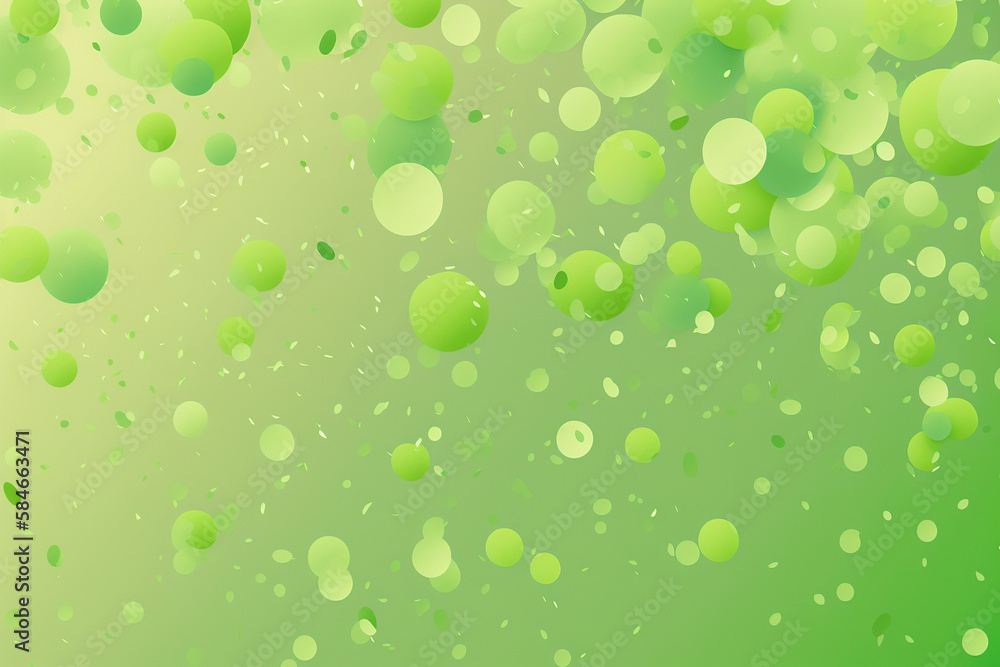 Green and yellow different sizes confetti background, Generative AI