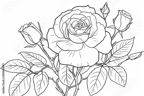 Rose in a vector style isolated. Generative AI	