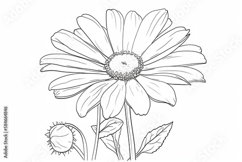 Daisy in a vector style isolated. Generative AI	
