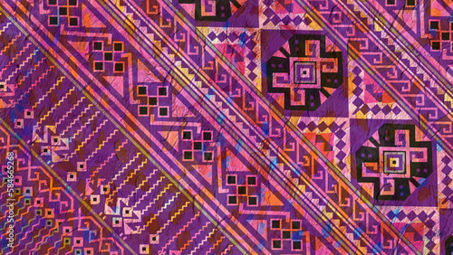 Seamless African pattern. Ethnic ornament on the carpet. Aztec style. Geometric mosaic on the tile, majolica. Ancient interior. Modern rug. Geo print on textile. Kente Cloth.