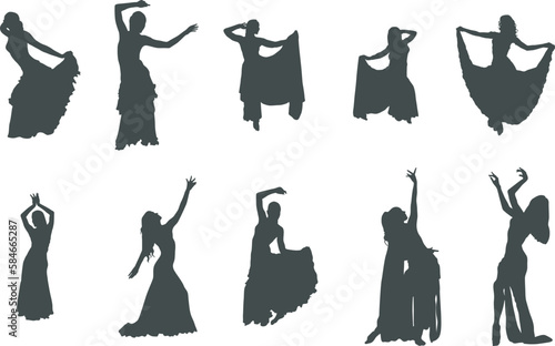 Belly dance silhouettes, Belly dance vector, Belly dance cut file, Belly dancer silhouette