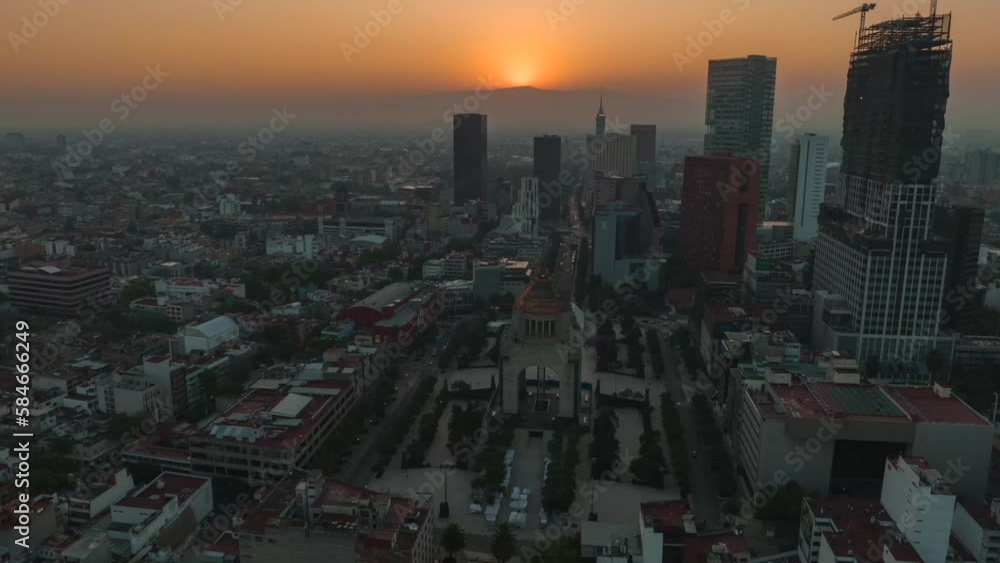 Beautiful aerial hyperlapse view of modern urban Mexico City, at sunset Beautiful aerial hyperlapse view of modern urban Mexico City, at sunset
