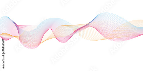 Abstract colorful wave lines on transparent background. Digital frequency track equalizer. Abstract frequency sound wave lines and twisted curve lines background.