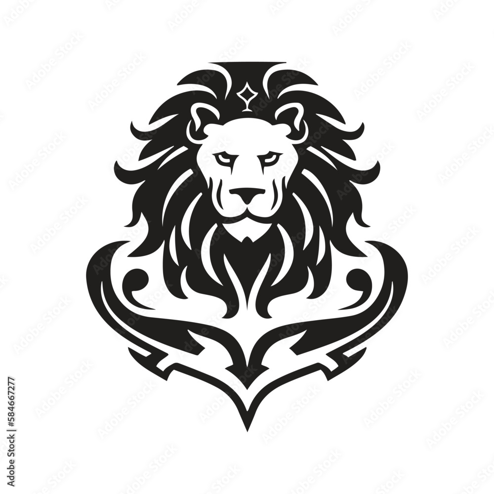 lion mascot logo ,hand drawn illustration. Suitable For Logo, Wallpaper, Banner, Background, Card, Book Illustration, T-Shirt Design, Sticker, Cover, etc