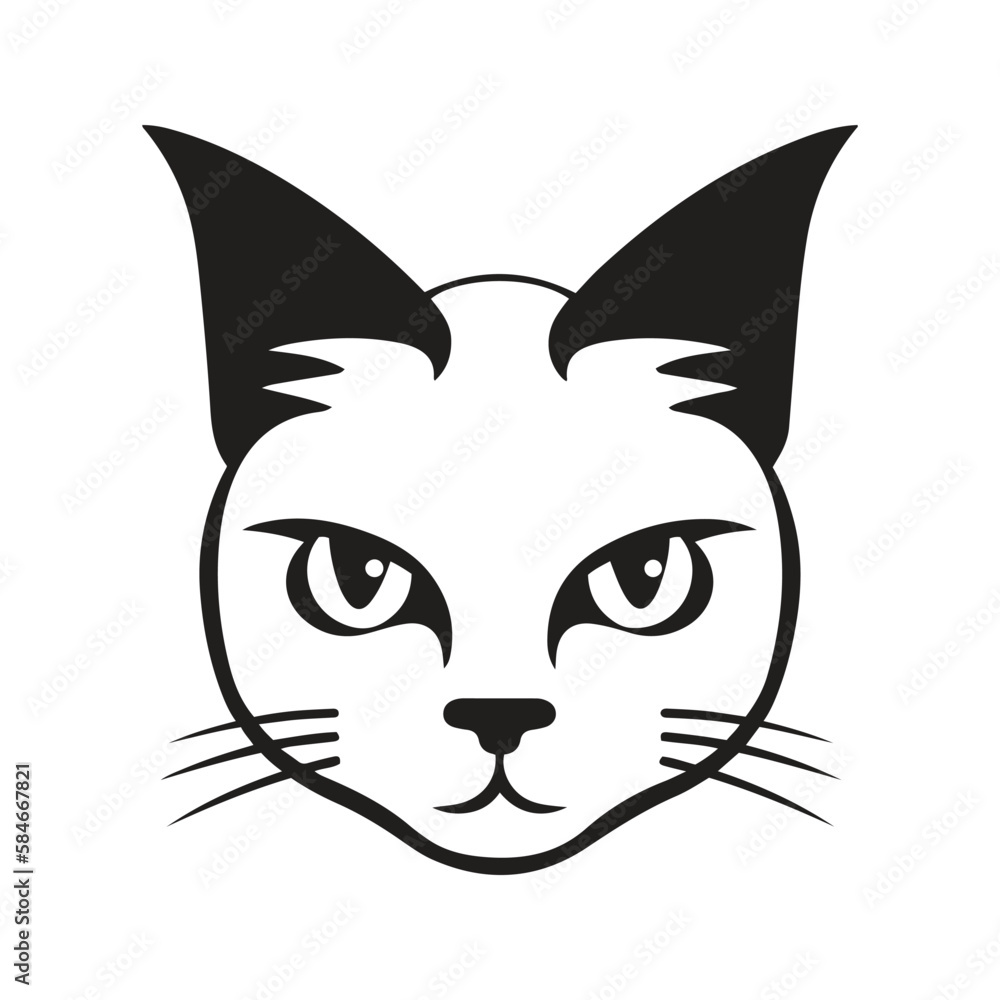 cat mascot logo ,hand drawn illustration. Suitable For Logo, Wallpaper, Banner, Background, Card, Book Illustration, T-Shirt Design, Sticker, Cover, etc