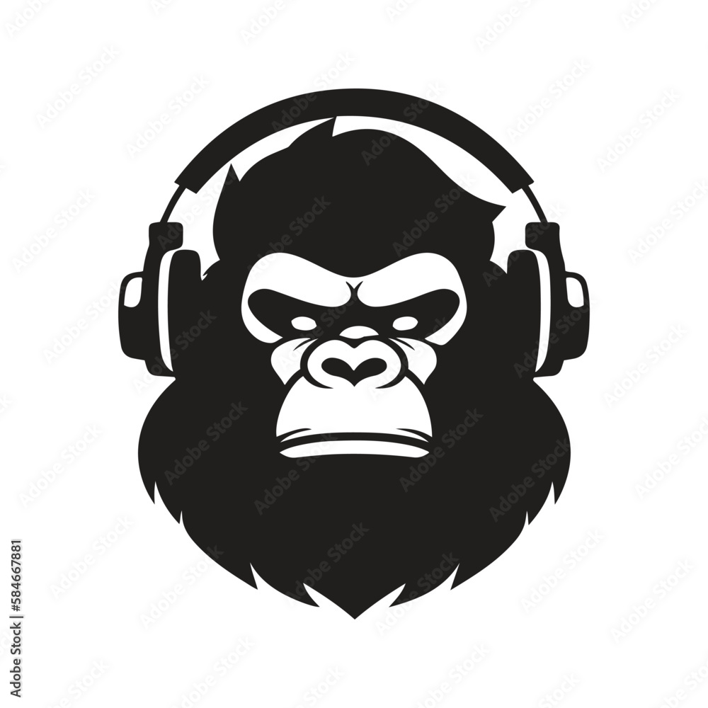 gorilla headphones mascot logo ,hand drawn illustration. Suitable For Logo, Wallpaper, Banner, Background, Card, Book Illustration, T-Shirt Design, Sticker, Cover, etc gorilla headphones mascot logo ,hand drawn illustration. Suitable For Logo, Wallpaper, Banner, Background, Card, Book Illustration, T-Shirt Design, Sticker, Cover, etc