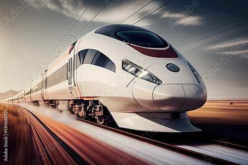 AI generates illustrations high-speed trains photo