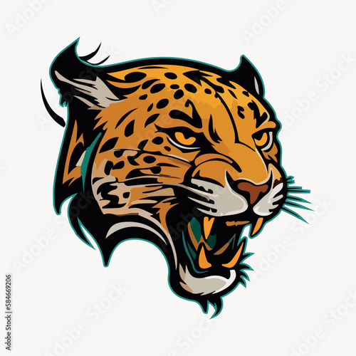 Jaguar head mascot esport logo vector illustration with isolated background