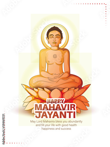 vector sketch Of Mahavir Jayanti Celebration with hand lettring text for Mahavir Jayanti .
