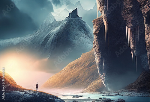 AI generates illustrations natural landscape