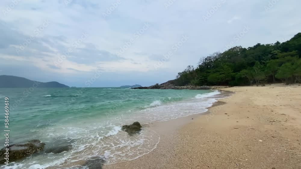 View of a part of the beach located on a small island. View of a part of the beach located on a small island.
