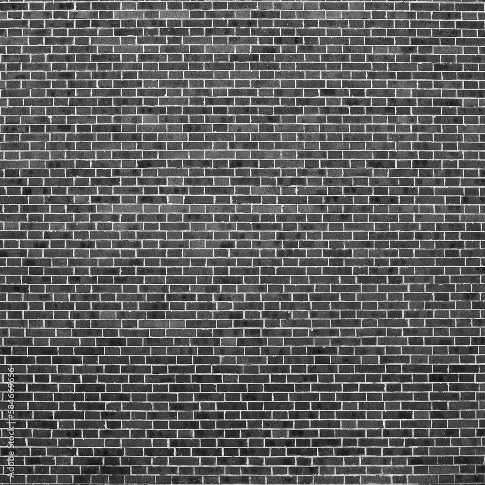 Grayscale backdrop with old realistic black brick wall. Minimal